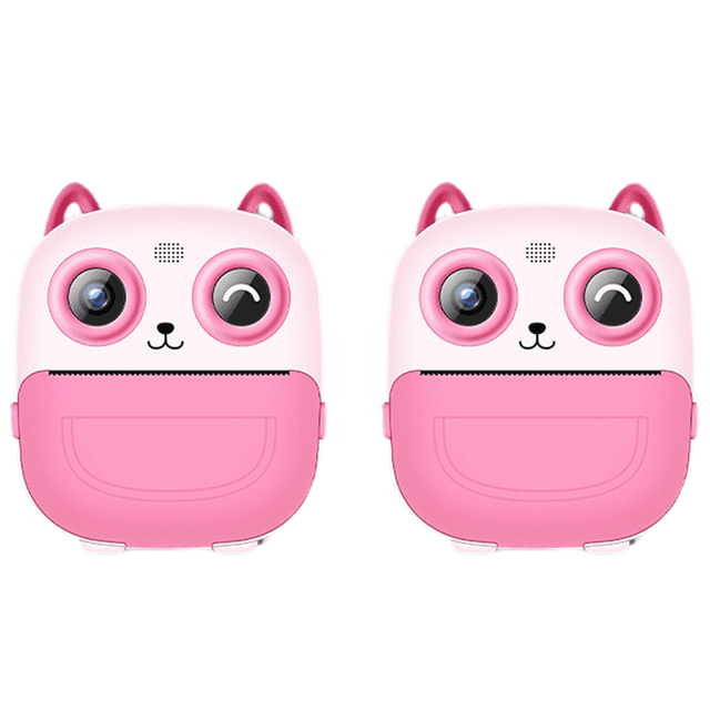 2X Impresora de Cámara para Niños, Impresión Térmica Instantánea Portátil, Cámara Digital para Niños, Cámaras Duales HD de 2,4 Pulgadas, Regalos de Juguete de Vídeo Rosa