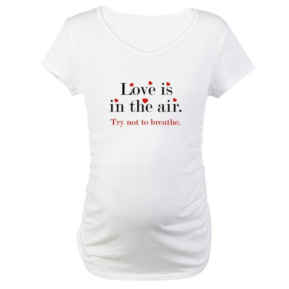 CafePress - Love Is In The Air Maternity T Shirt - Cotton Maternity T-shirt, Cute & Funny Pregnancy Tee