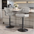 thumbnail image 2 of Hawsaiy Modern Bar Stools Set of 2, Ergonomic Double-Layer Upholstered Bar Stools with Back, Adjustable Swivel Barstools for Kitchen Island, Gray, 2 of 11
