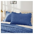 thumbnail image 2 of 100% Cotton Embroidered Quilted Pillow Shams - King - Navy, 2 of 5
