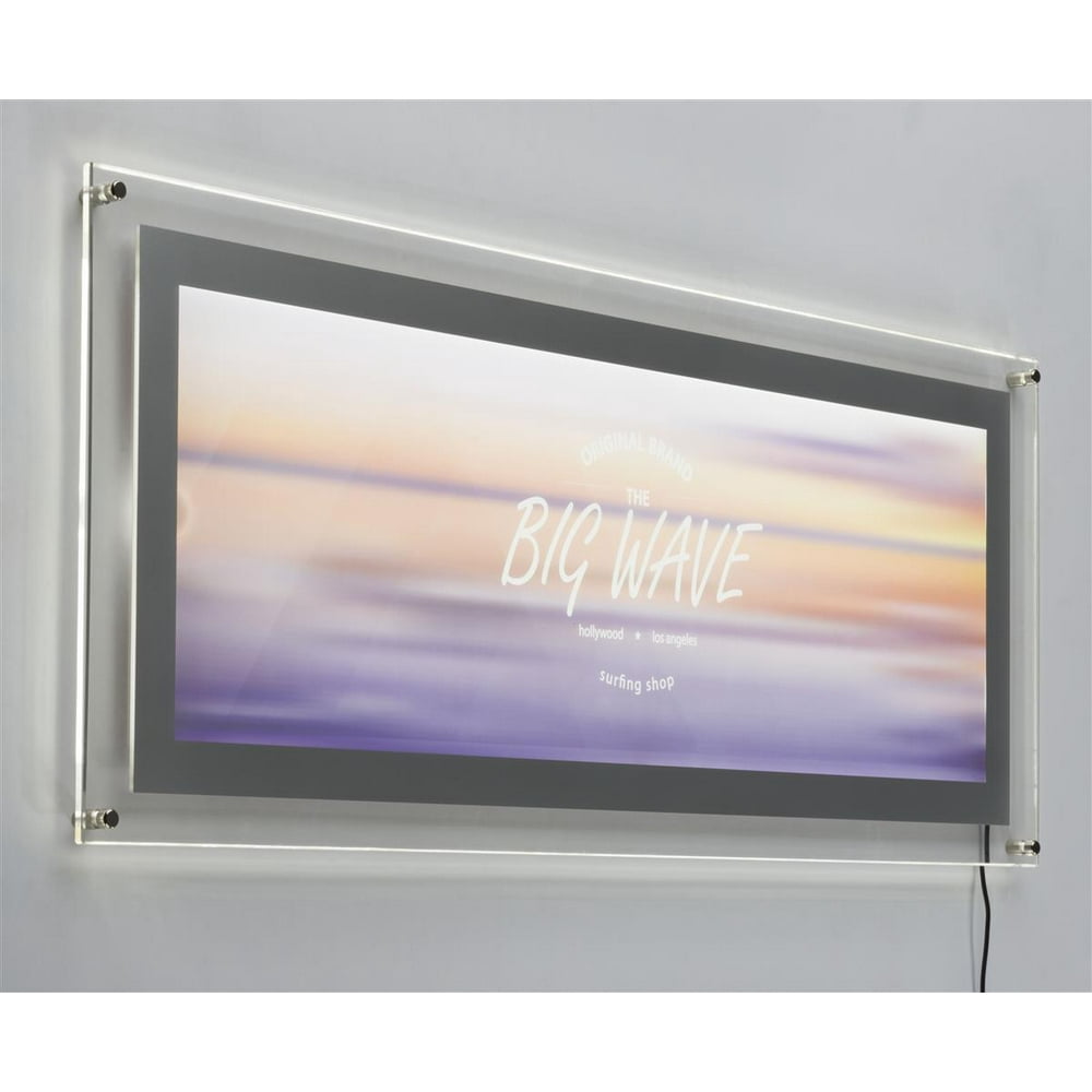 Clear Acrylic Frame with Silver Border, LED EdgeLit Sign for Wall