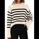 thumbnail image 1 of Suéteres de Punto A Rayas de Gran Tamaño para Mujer, Ropa de Otoño 2025, Suéter de Cuello Redondo de Invierno con Abertura Lateral Albaricoque XXL, 1 of 7