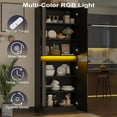 thumbnail image 5 of 71" Tall Pantry Storage Cabinet, Kitchen Pantry with High Gloss Doors, Modern Buffet Hutch Cabinet with Led Light and Adjustable Shelves for Dining Room, Living Room, Black, 5 of 16