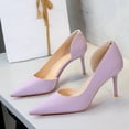 thumbnail image 2 of Women Pointed Toe High Heel Stiletto Pumps 7CM Satin Cut-Out Wedding Evening Party Court Shoes, 2 of 7