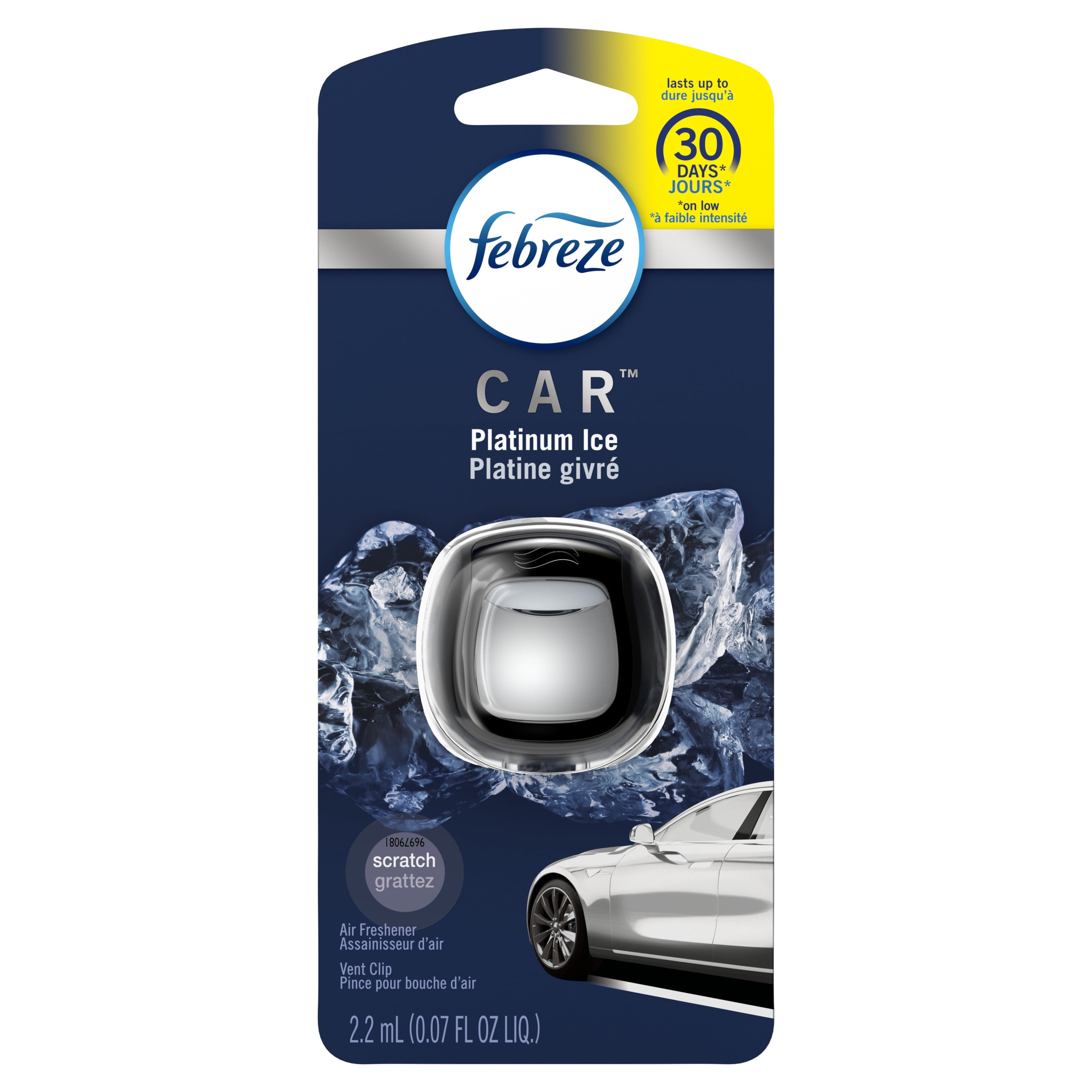 Febreze OdorEliminating Auto Air Freshener Vent Clip, Platinum Ice, 1