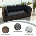 thumbnail image 3 of Grezone 2 Pieces Patio Furniture Set, All Weather Outdoor Sectional PE Rattan, Patio Conversation Sets with Cushions and Glass Coffee Table for Garden Lawn Balcony Porch Deck, Black, 3 of 6