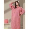 thumbnail image 5 of 2 Pack Women Flannel Nightgowns Cable Knit Cozy Plush Long Sleeve Winter Warm Nightdress, 5 of 9