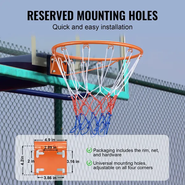 Heavy Duty Q235 Steel 18 Inch Basketball Hoop Wall Door Mounted Indoor Outdoor Basketball Rim Goal with Net for Kids Adults