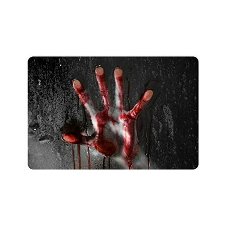 Mkhert Horror Scene With Bloody Hand Glass Halloween Doormat Rug
