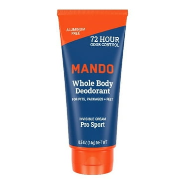 Mando Whole Body Deodorant for Men - Trial Size Invisible Cream - Aluminum Free - Pro Sport - .5oz Tube