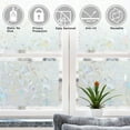 thumbnail image 3 of Home Cal Window Privacy Film No Glue Self Static Cling Window Covering Removable Frosted Glass Film for Bathroom Office Meeting Room Living Room, 3D Tulip, 35.4"x78.8", 3 of 6