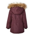 thumbnail image 7 of Girls Fleece Lined Heavy Winter Parka Jacket Coat Faux Fur Trim Zip-Off Hood - Merlot (4), 7 of 7