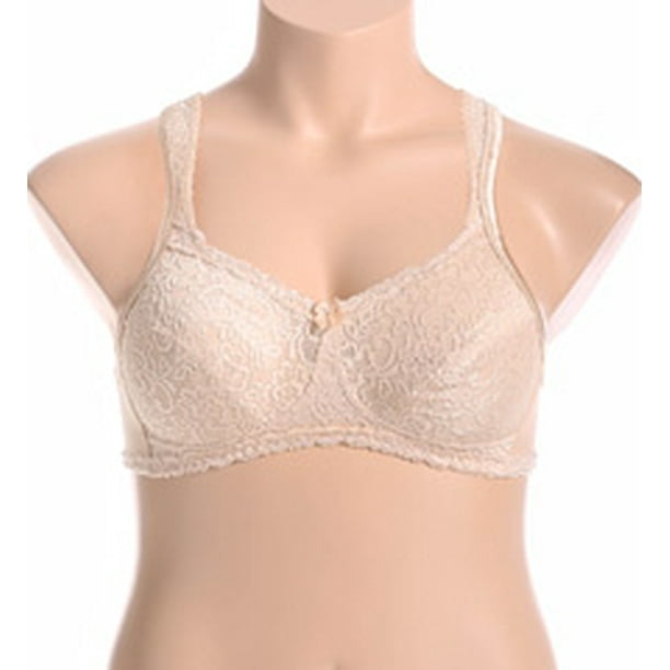Playtex 4088 18 Hour Comfort Lace Wirefree Bra - Size 36D, White 