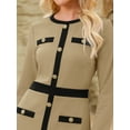 thumbnail image 4 of DARING DIVA A-Line Long Sleeve Color Block Dress L Khaki, 4 of 7