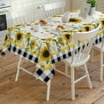 thumbnail image 3 of Summer Sunflower Tablecloth Rectangle/Oval Black and White Buffalo Plaid Rustic Table Cloth Outdoor Waterproof Tablecloths for Party Picnic Polyester Table Cover for Dining/Kitchen Decoration 60x120in, 3 of 6