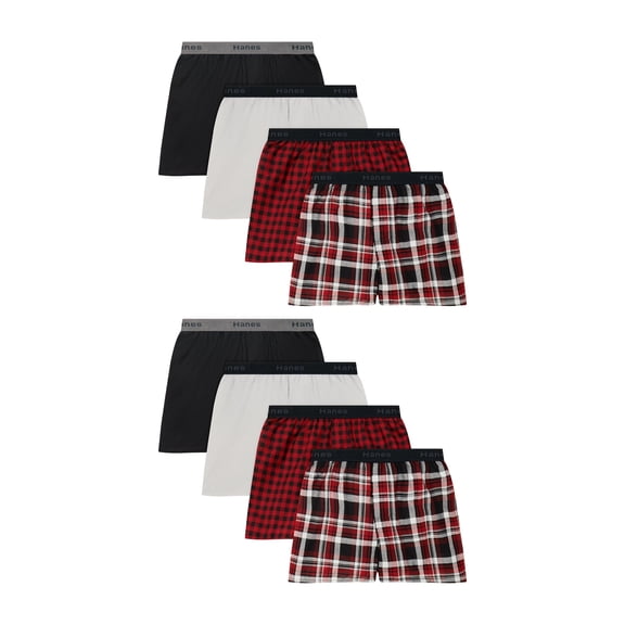 Hanes Boys' Underwear Boxers Pack, 8-Pack, Moisture-Wicking Cotton Blend Assorted XL