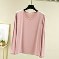 thumbnail image 2 of ATOYSOY Women's Round Neck Sweatshirts Slim Basic Tops Casual Cotton Shirts Long Sleeve Tees Fall Winter Outwear Fashion Solid Color Pullover Pink L, 2 of 6
