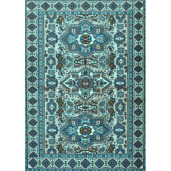 Ahgly Company Indoor Rectangle Persian Light Blue Traditional Area Rugs, 8' x 12'