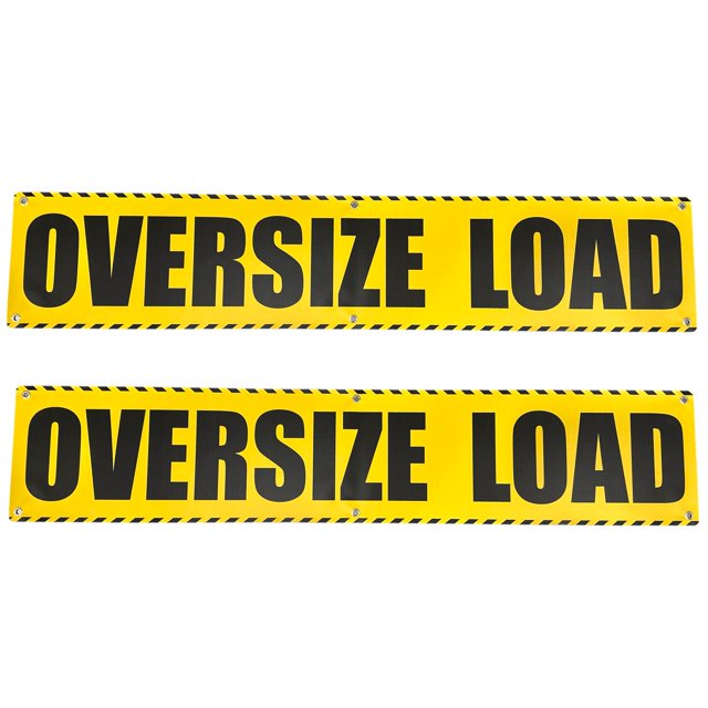 (2 Pack) Wide Load Sign | Oversize Load Sign | Oversized Load Equipment Banner for Trucks, Trailers, Escort Car | 12 inch x 60 inch