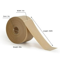 Tape 3”X 450 feet Per Roll Brown Tape Gummed Paper Tape for Heavy Duty Packaging