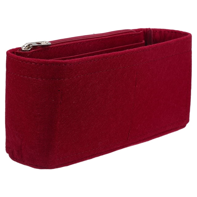 Organizador de bolso, molde de bolso de fieltro con cremallera, 9.5"x2.4"x4.3", Burdeos