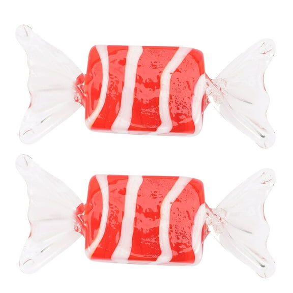 WHAMVOX Glass Candy Decorations for Home Party or Christmas 2pcs Red Glass Cane Props