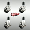 thumbnail image 2 of 3 Inch 316SS Soft Rubber Swivel 1-3/4 Inch Expanding Stem Caster Set Brake SCC, 2 of 2