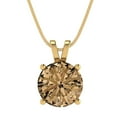 thumbnail image 4 of 3 ct Brilliant Round Cut Solitaire Champagne 14k Yellow Solid Gold Everyday Affordable Designer Necklace Pendant with 16" Chain, 4 of 7