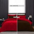 thumbnail image 2 of D.N.G. BEDDINGS 5 Piece Luxury Reversible Diamond Pattern Comforter Set Premium Super Soft, All Season 800 TC, 100% Egyptian Cotton Oversized Super King Size Chocolate/Red Solid Color, 2 of 7