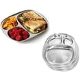 thumbnail image 3 of iKonbi Stainless Steel 3 in 1 Three Compartment Nasta/Snacks/Dinner Plate- Set of 6, 3 of 5