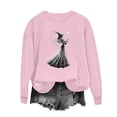 thumbnail image 5 of Mifsaly Halloween Sweatshirt Vintage Witch Graphic Long Sleeve Pullover Tops Crewneck Casual Fall Holiday Party Slouchy Sweatshirts Pink,M, 5 of 5
