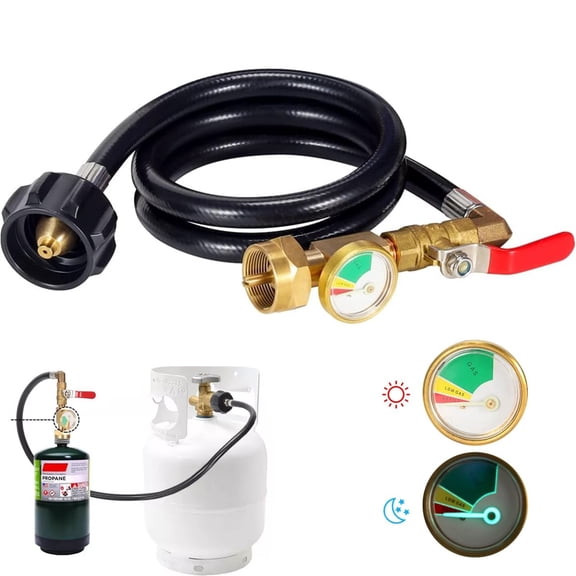 1lb To 20lb 40'' 3.3ft Propane Refill Propane Refill Adapter Hose Extension with Gauge and Shut-Off Valve
