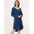 thumbnail image 2 of Unique Bargains Women's Lounge Dress Pajama Round Neck Soft Sleepwear Nightgown, 2 of 5