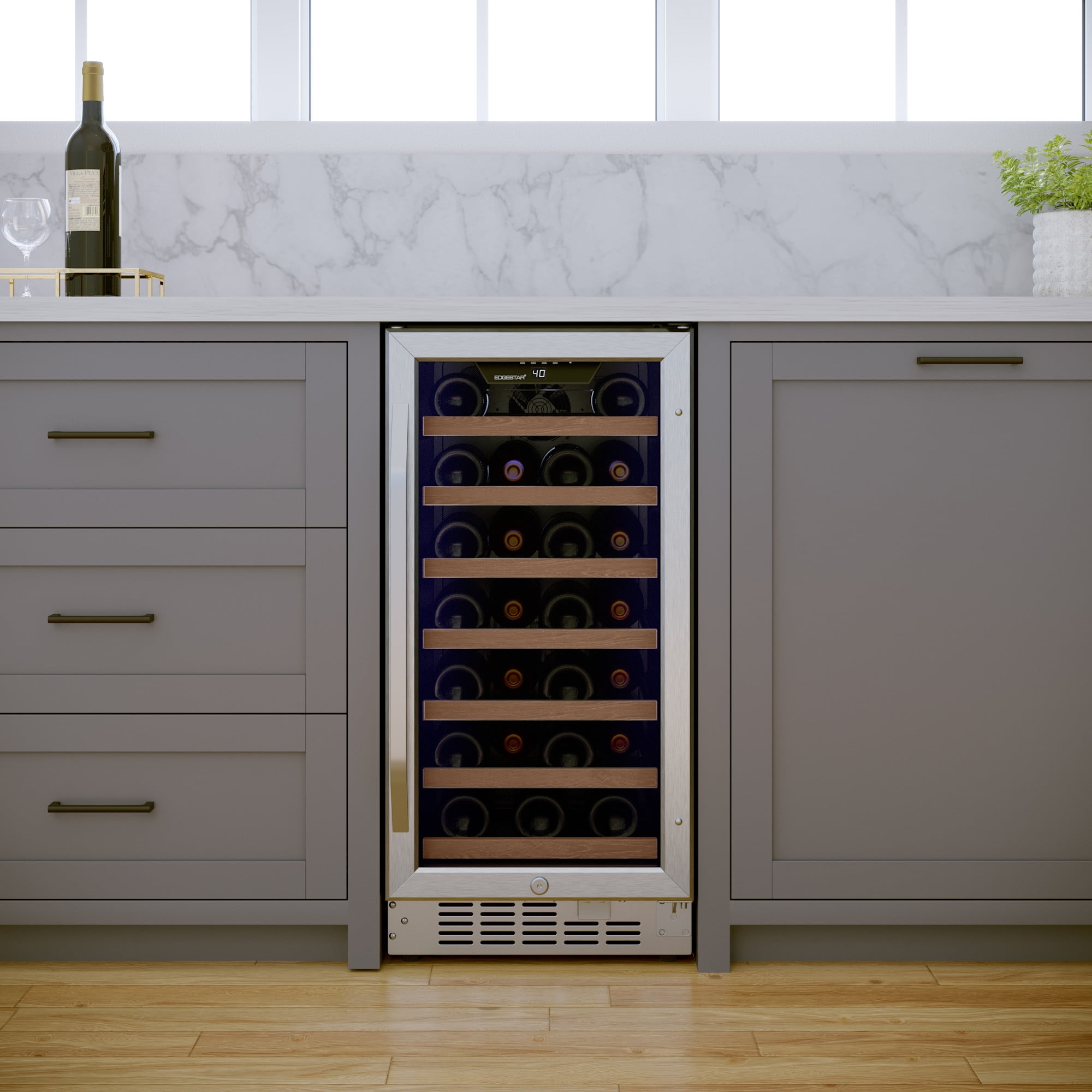 Edgestar Cwr302sz 15" Wide 25 Bottle Built-In Single Zone Wine Cooler - Stainless Steel