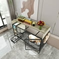 thumbnail image 5 of Large pet cage with storage rack, drawers with stainless steel food and water basin, made of iron frame and MDF material, sturdy, exquisite, and practical (black+beige), 5 of 5