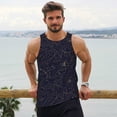 thumbnail image 6 of Zufioo Copper-Gold Gloss Outline Peony Print Men's Vest, Sleeveless Quick-drying Muscle T-shirt, Suitable for Sports Fitness, Home Leisure Wear-Large, 6 of 7