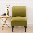 thumbnail image 2 of Armless Accent Chair Cover, Stretch Armless Slipper Chair Slipcover Soft Velvet Fabric Armless Chair Cover Slipcover Furniture Protector for Living Room Hotel (Grass Green 1Pcs), 2 of 7