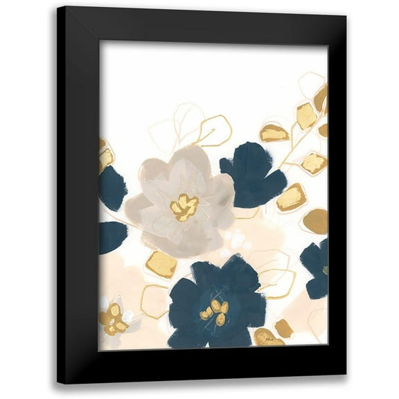 Vess, June Erica 12x14 Black Modern Framed Museum Art Print Titled - Indigo Gold Garden I