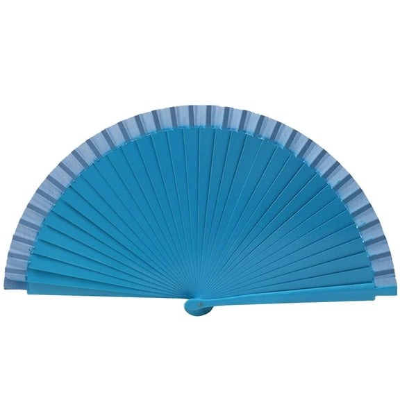 Acahhotxx Foldings Fan, Spanish Wood Foldings Fan Solid Color Plain Modern Classical Vintage Wooden Hand Fan for Dance Perfornamnces Party - Blue