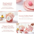 thumbnail image 5 of 22 pcs White Porcelain Tea Set for 6, Luxury British Style Tea/Coffee Cup Set with Golden Trim, Beautiful Tea Set for Women, Tea Party Set, Gift Package (With a Stand), 5 of 10