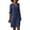 Dark Blue, variant on Women's Cotton Linen V-Neck Short Sleeve Mini Dress - Casual Holiday Semi-Casual Solid Color Pullover Dress for Spring/Summer