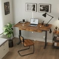 thumbnail image 6 of DESINO 55" × 24" Adjustable Height Electric Standing Desk with Double Drawer, Stand Up Home Office Desk with Splice Tabletop, Rustic Brown, 6 of 7