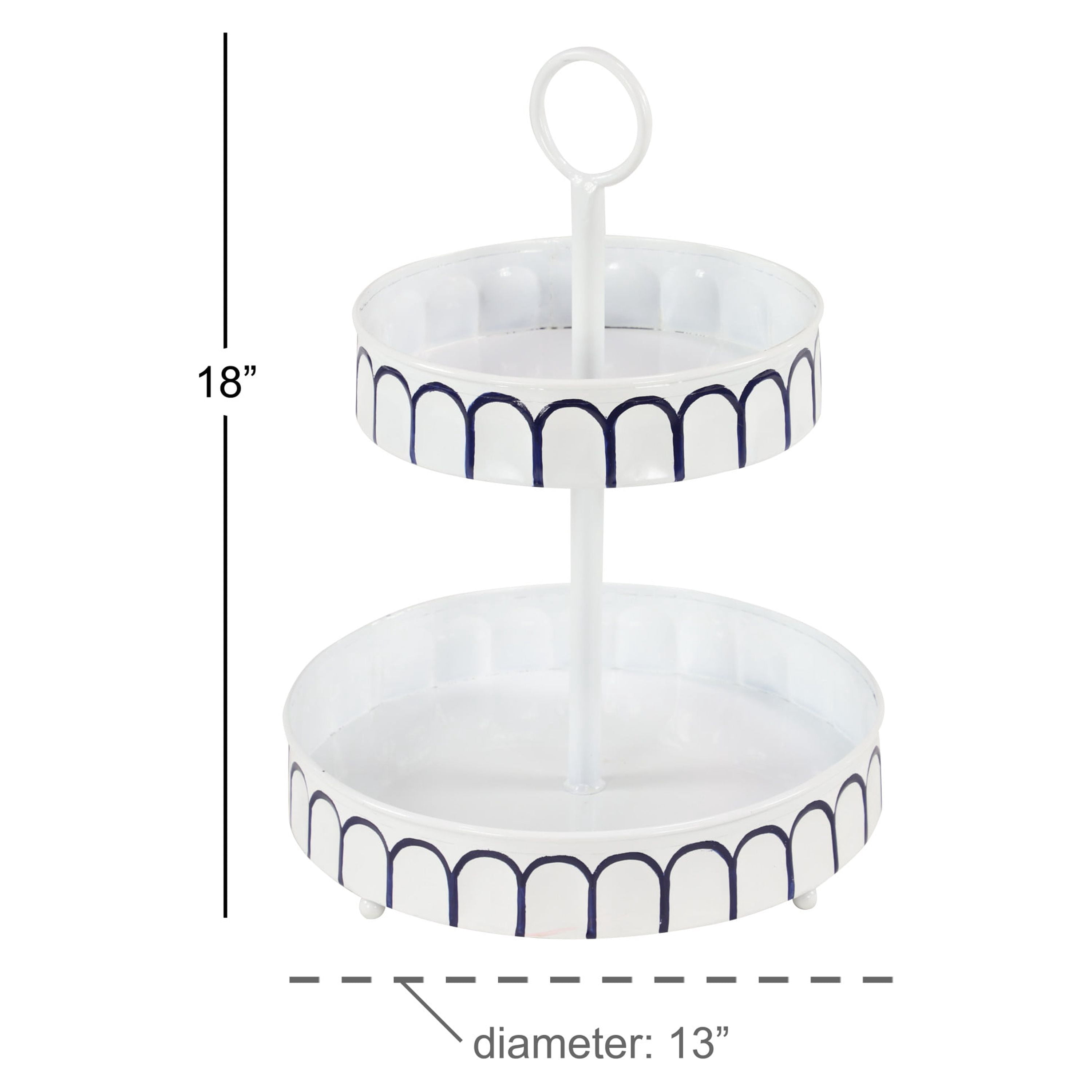 DecMode 13"W, 18"H Metal Farmhouse Tiered Server, White, 1 - Piece