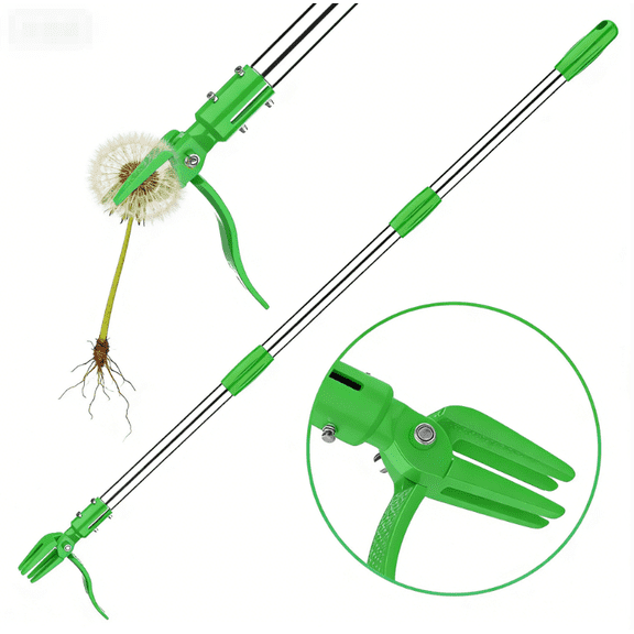 LapEasy Weed Puller Tool, Stand Up Weed Puller with 4 Claws, Durable and Lightweight Weeder, Adjustable Stainless Steel Handle 35"-50" Ideal for Effortless Weed Removal