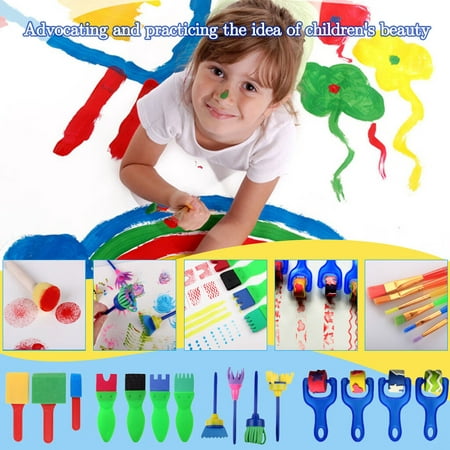 [Black Friday Deals 2022!] Tuscom Diy Children Sponge Paint Brushes Drawing Tools Children Early Painting 26pcs, Christmas Gifts for Kids