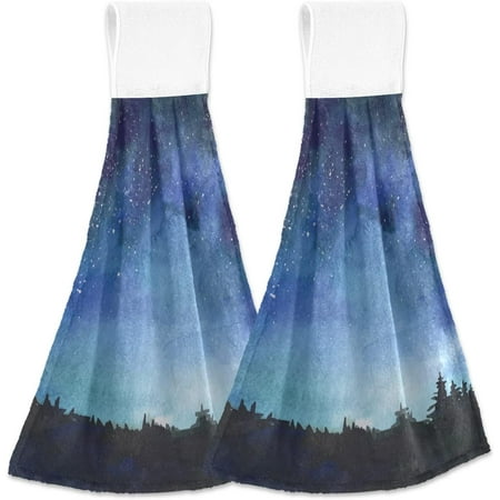 

SKYSONIC Hanging Kitchen Towel 12 x 17 Inch Space and Stars and Constellation and Nebula Towel Set 2 Pieces of Dry Towels for Kitchen Bathroom Laundry Room Table