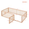 thumbnail image 5 of Montessori Twin Size Floor Bed with Rails, Wood Bed Frame with Fence and Door, Twin Playhouse Bed for Children, Boys, Girl, No Noise, (Crib, Height: 21.7 Inches), Natural, 5 of 8