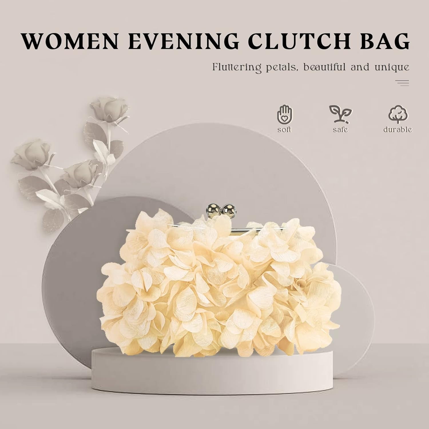 Women Clutch Evening Bag Small Floral Purses with Chain for Wedding, Party, Prom