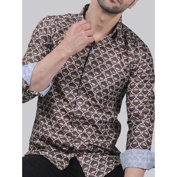 TryBuy Fancy Full Sleeve Casual Linen Printed Shirt for Men