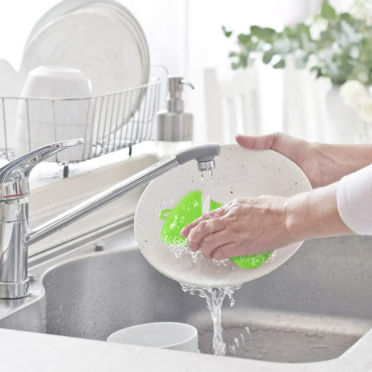10 Pieces Silicone Scrubber Sponge Silicone Dish Sponge Reusable Kitchen  Scrubbing Cleaning Sponge Soft Dish Scrubber for Dishes
